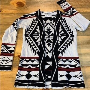 Aztec print cardigan. Small